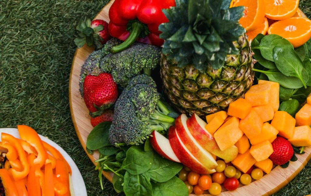 Frutas e legumes.
